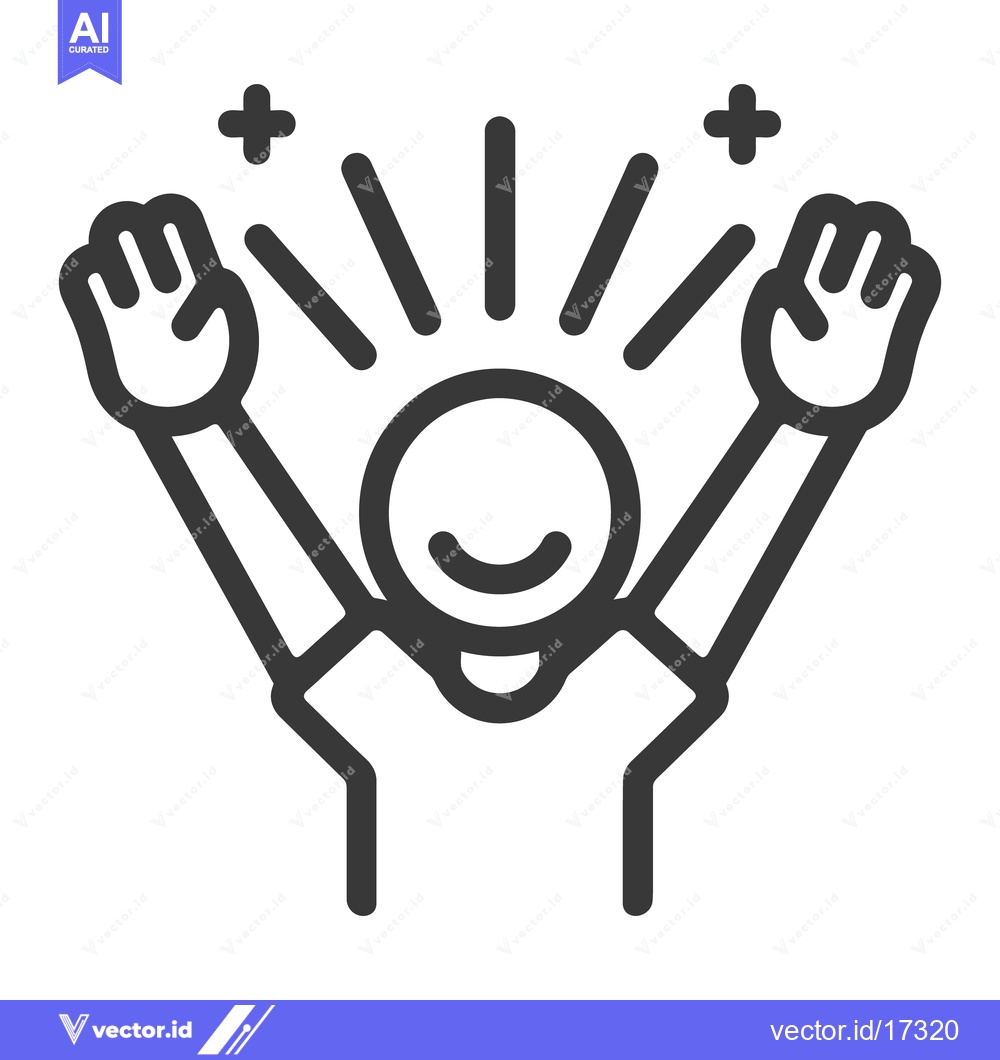 Premium Vector dari A simple person celebrating with joy and outstretched arms happily