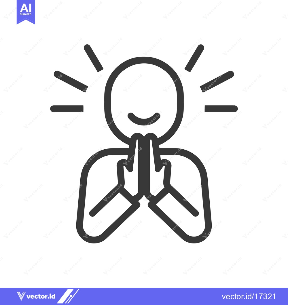 Premium Vector of Simple graphic representing a person with hands together smiling brigh