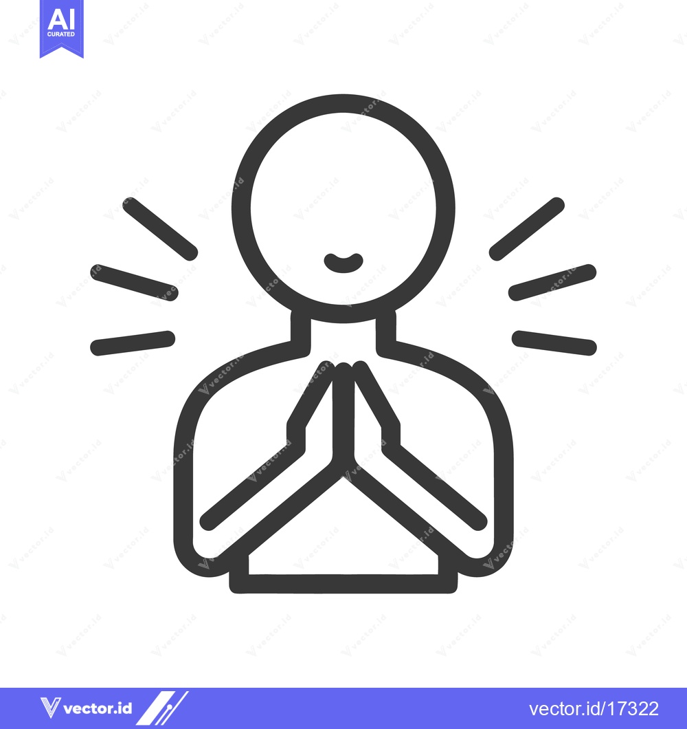 Premium Vector dari Simple icon representing a person with hands pressed together in praye