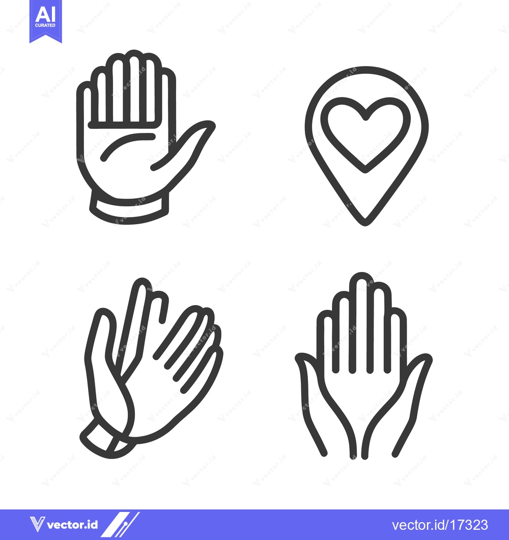 Premium Vector dari Outline illustrations of human hands and location marker symbols