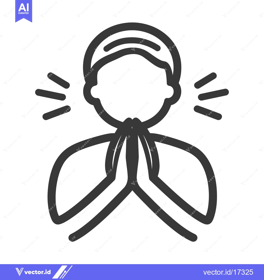 Premium Vector dari Simple line drawing of person with hands in prayer position