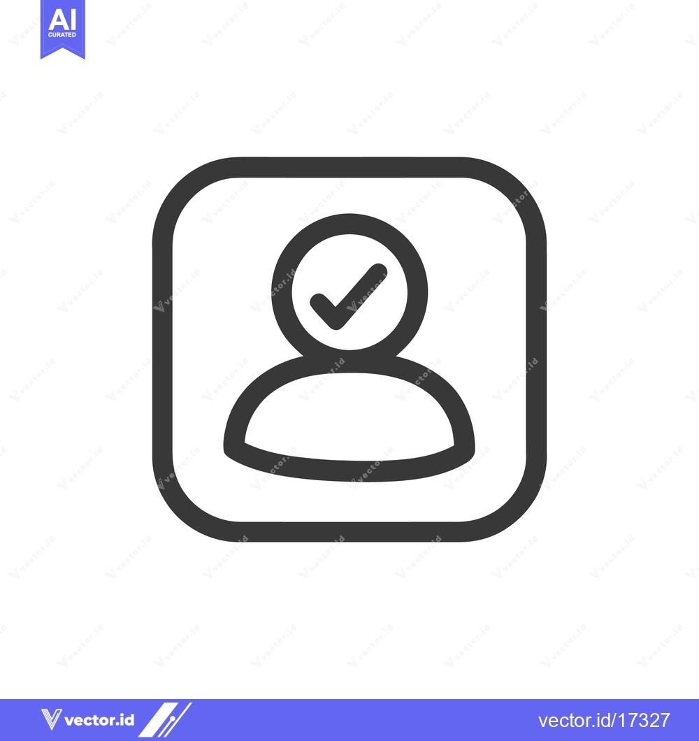 Premium Vector of Approved User Icon: Profile Silhouette with Check Mark in Rounded Squa