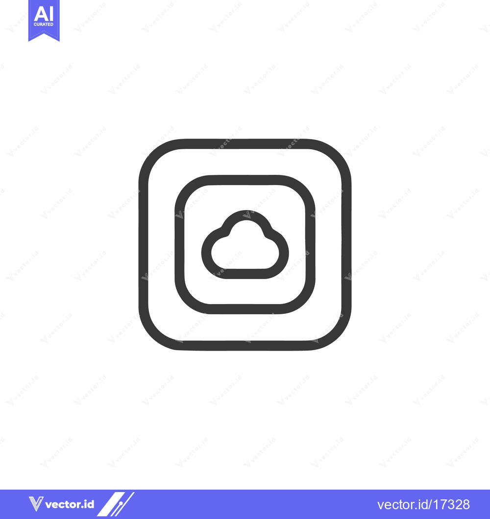 Premium Vector dari Minimalist Cloud Icon in Rounded Square Frame, Dark Gray on White Back