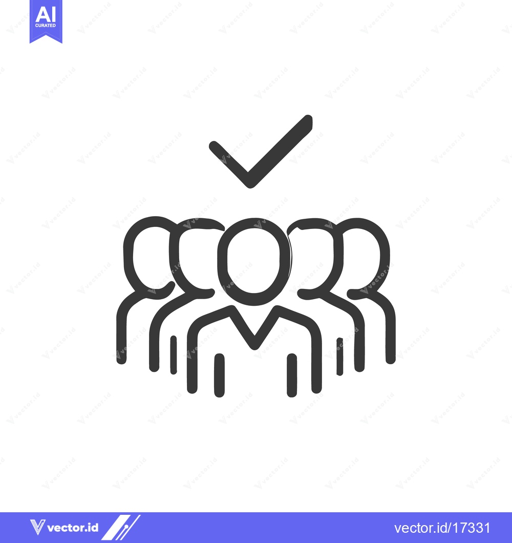 Premium Vector of Team Approved: Minimalist Icon of Group with Checkmark Above