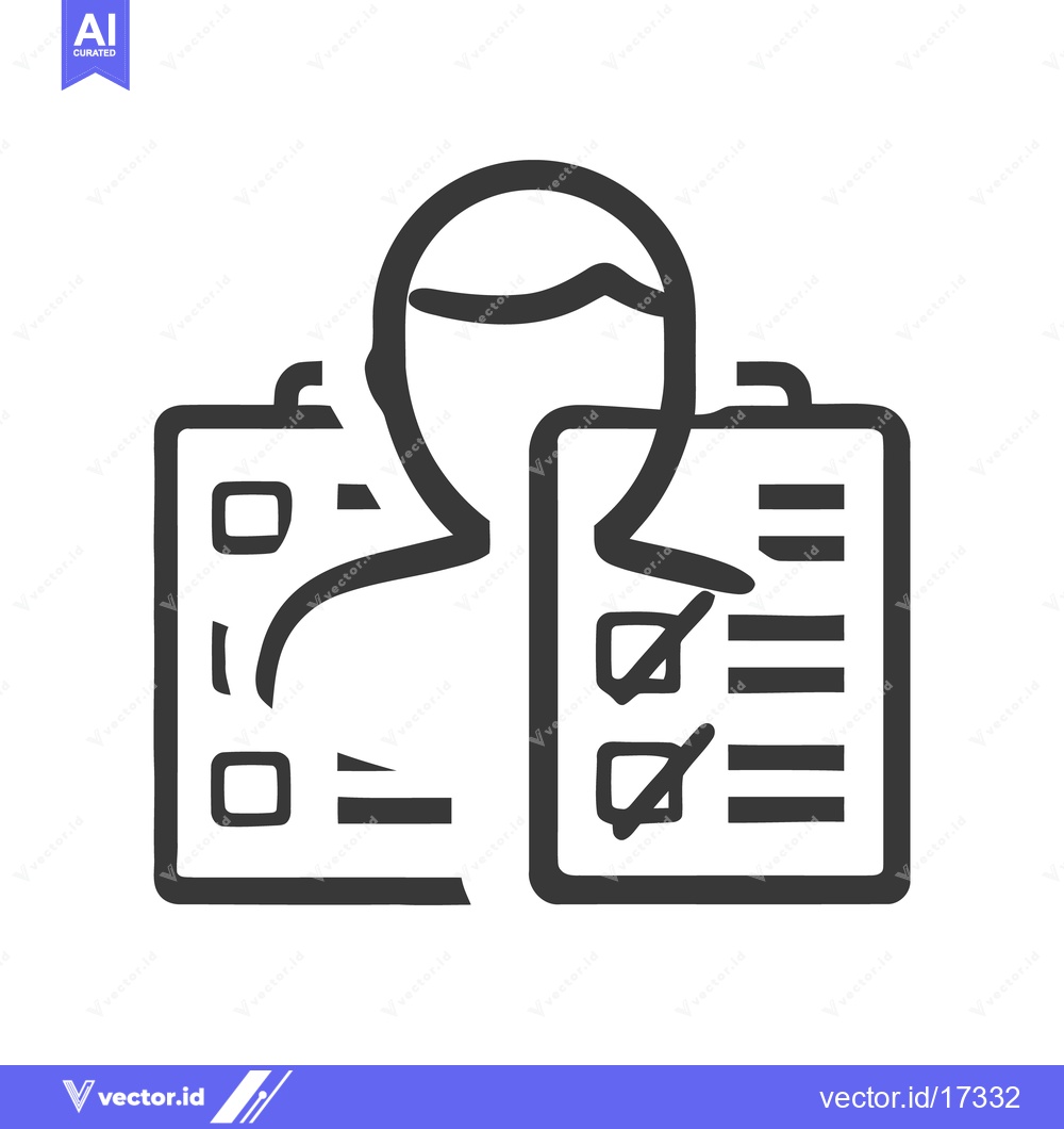 Premium Vector dari Person with Checklists: Dark Gray Icon on White Background