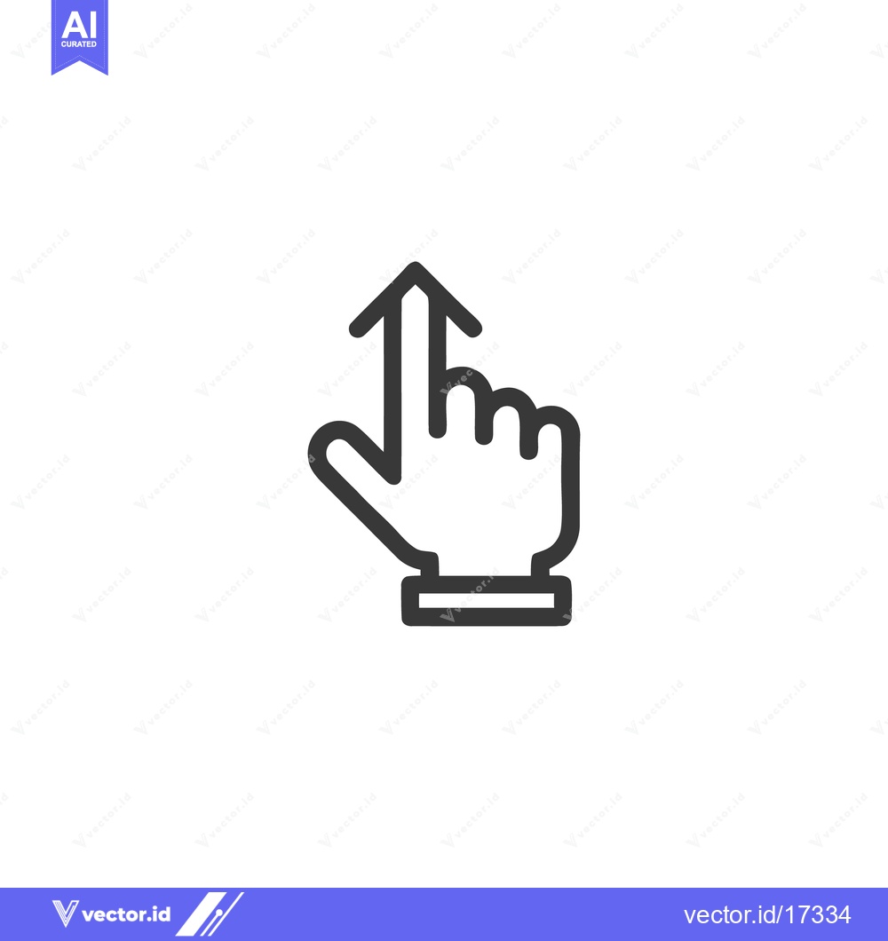 Premium Vector of Minimalist Swipe Up Icon: Hand Gesture with Arrow, Clean Design