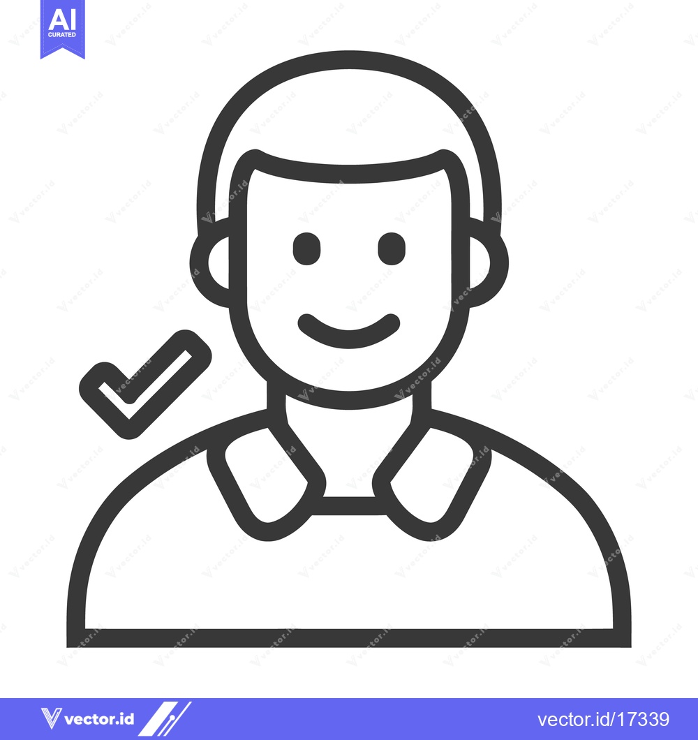 Premium Vector dari A simple outlined smiling person icon with a check mark