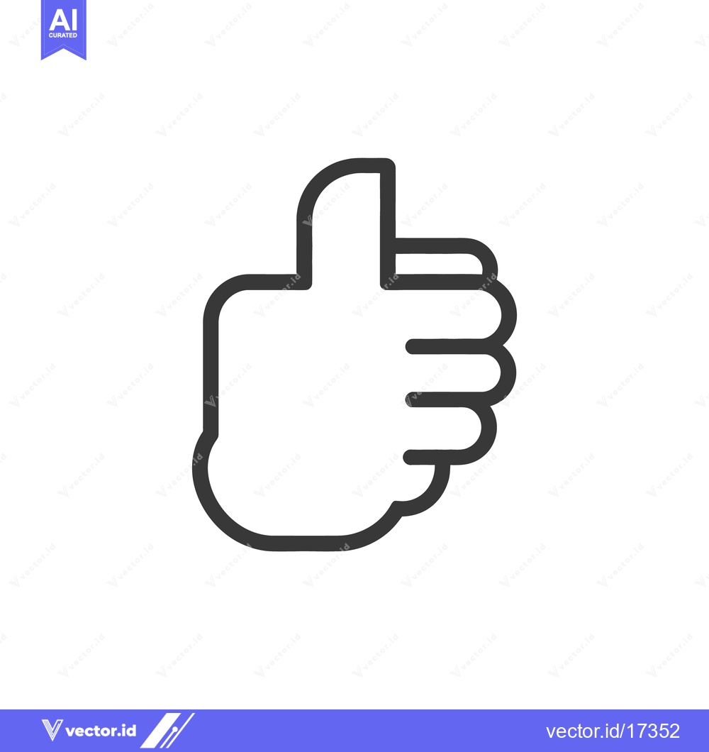 Premium Vector of A graphic black outlined thumbs up hand gesture symbol