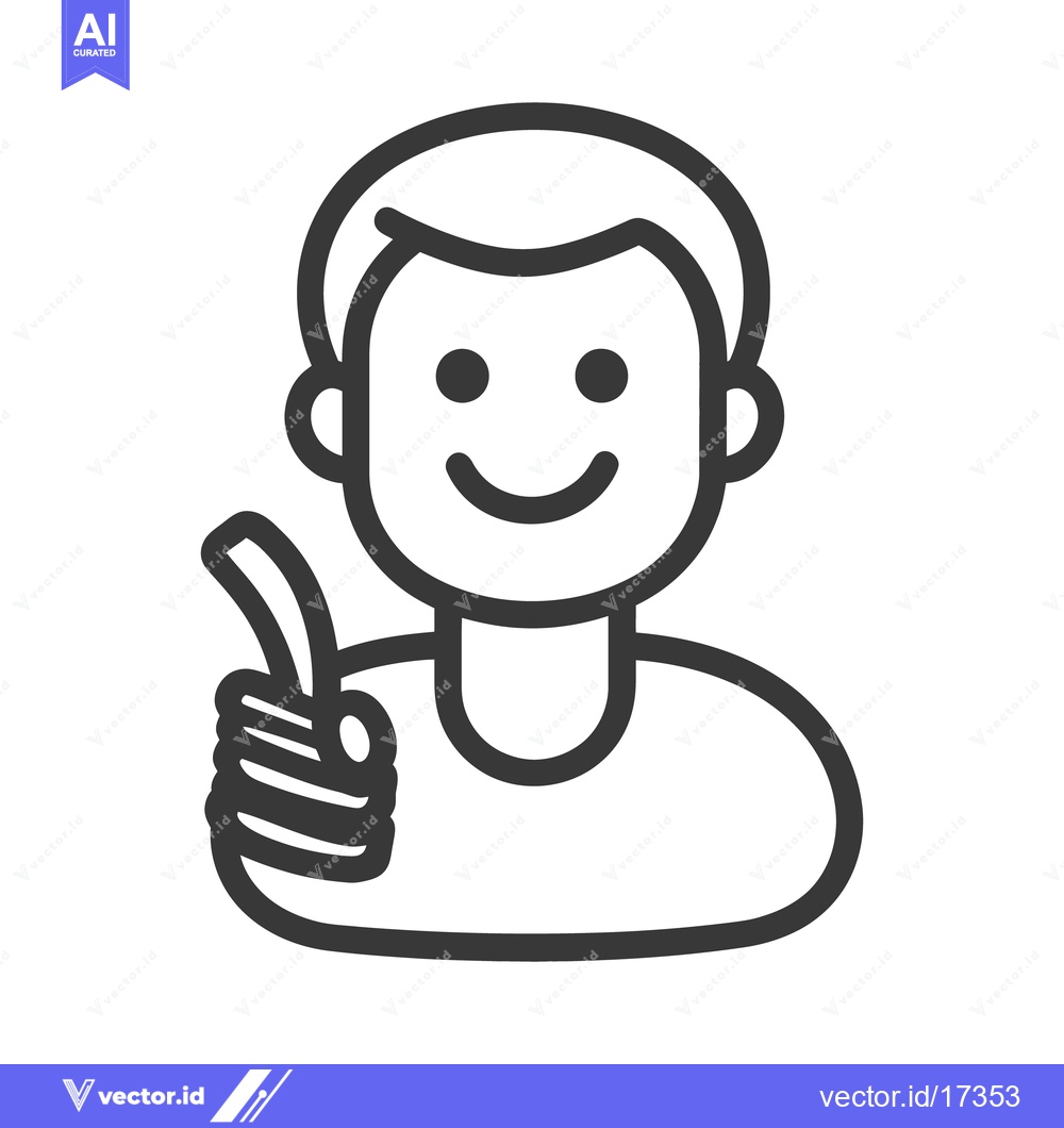 Premium Vector of A happy person with a thumbs up gesture of approval is visible