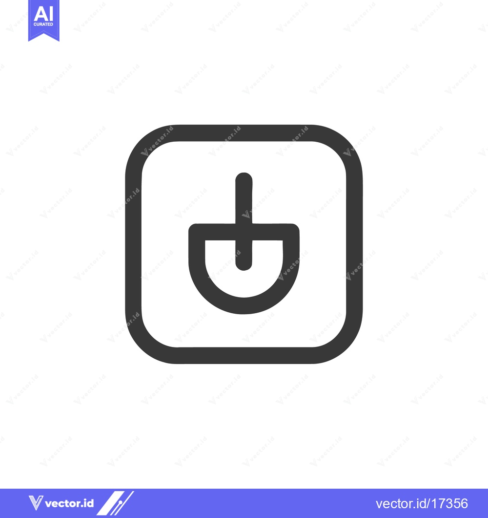 Premium Vector dari Minimalist Shovel Icon in Rounded Square, Black on White Background