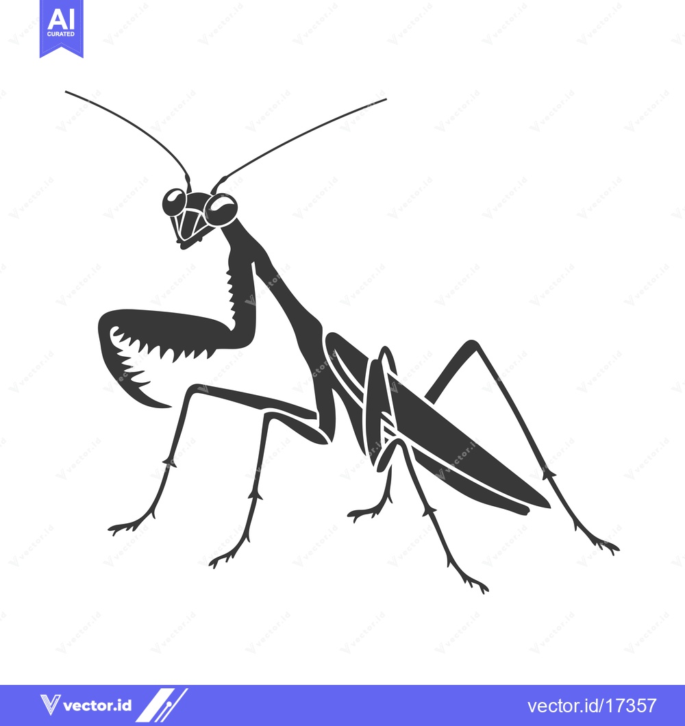 Premium Vector dari A Praying Mantis in a Simple Black Silhouette