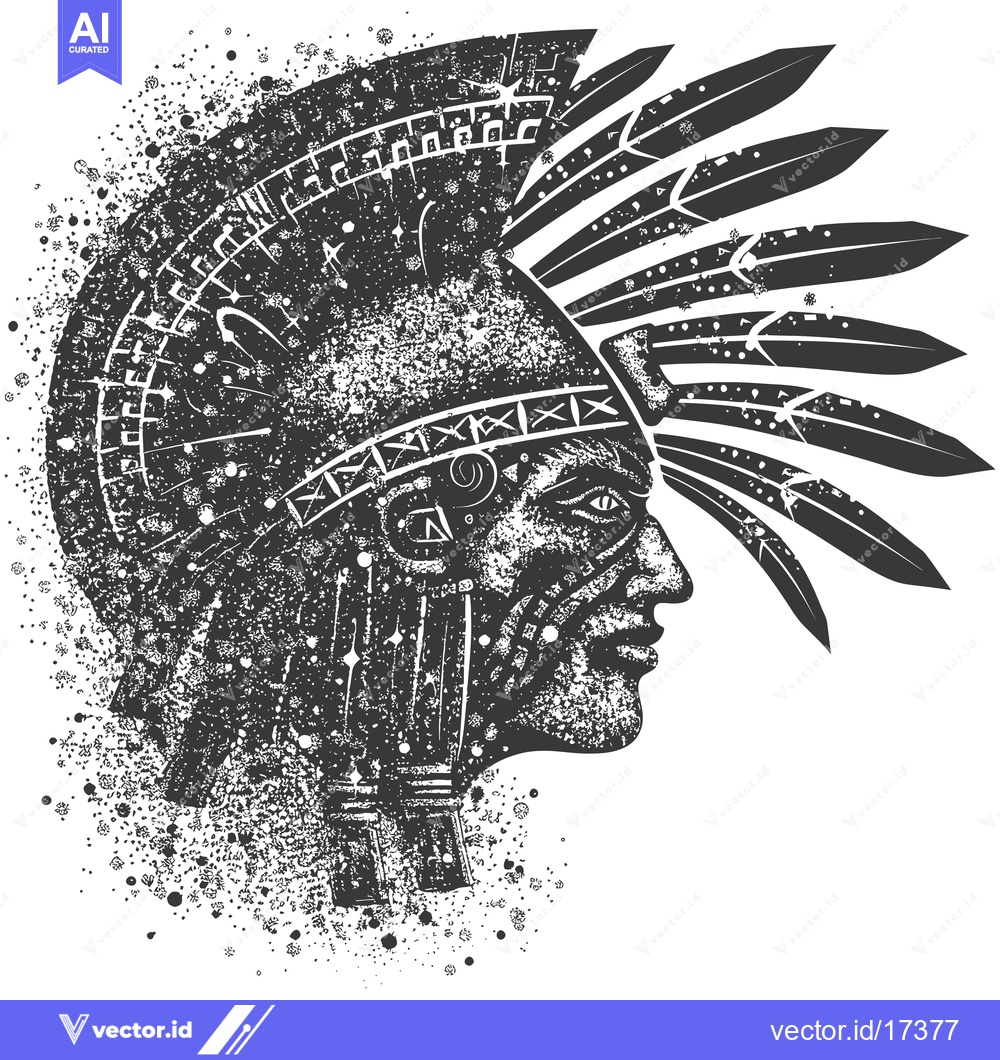Premium Vector dari A Profile of a Native American Warrior with Feathers