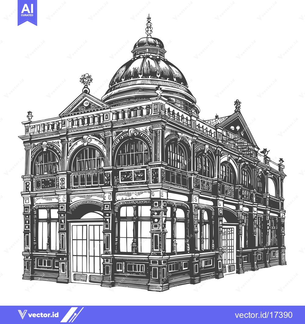 Premium Vector of Classic detail ornate composition building sketch