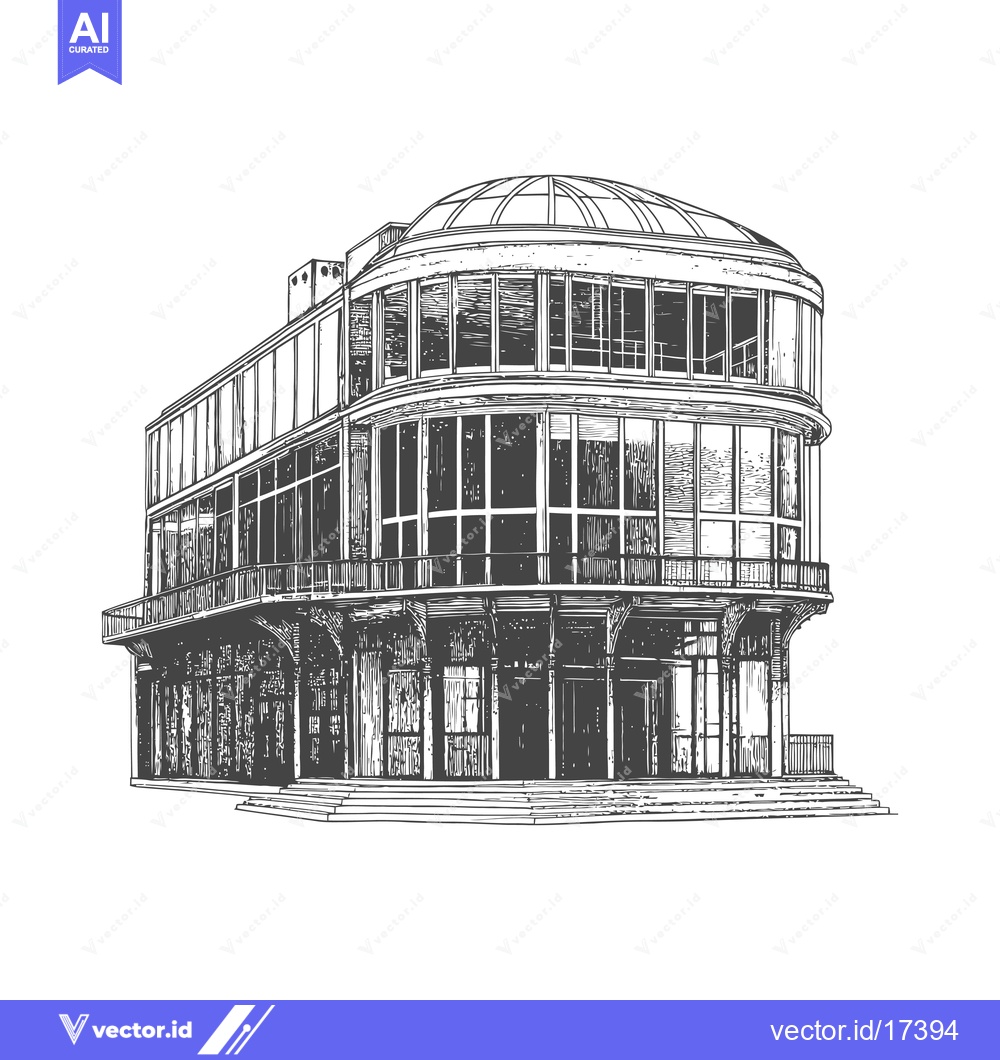Premium Vector dari A detailed illustration shows a modern architectural buildings exterio