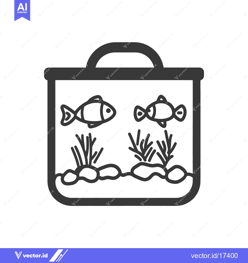 Premium Vector dari Illustration of two fish in a rectangular aquarium with handles