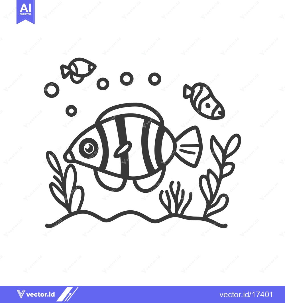 Premium Vector dari An illustrative depiction of underwater aquatic life with fish and bub