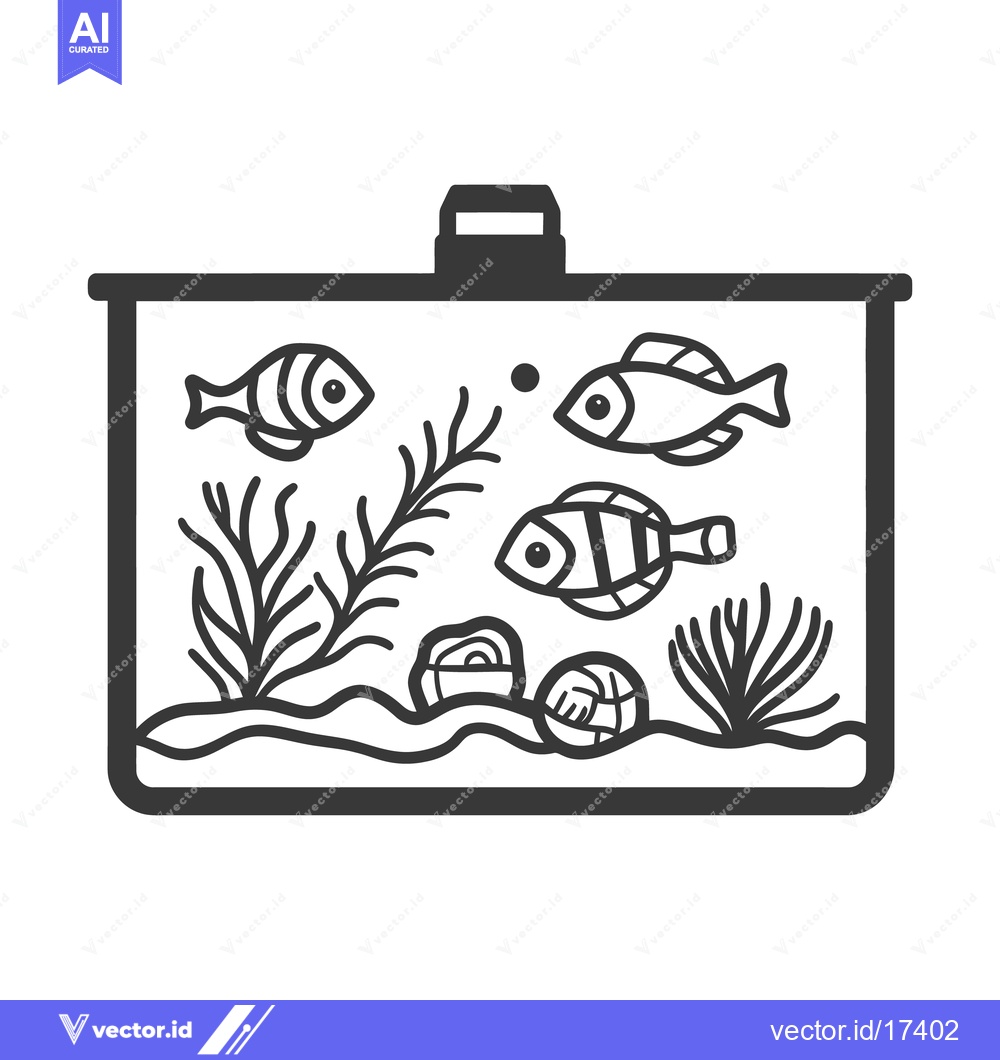 Premium Vector dari Cartoon Image Depicting A Fish Tank With Several Small Fish Inside
