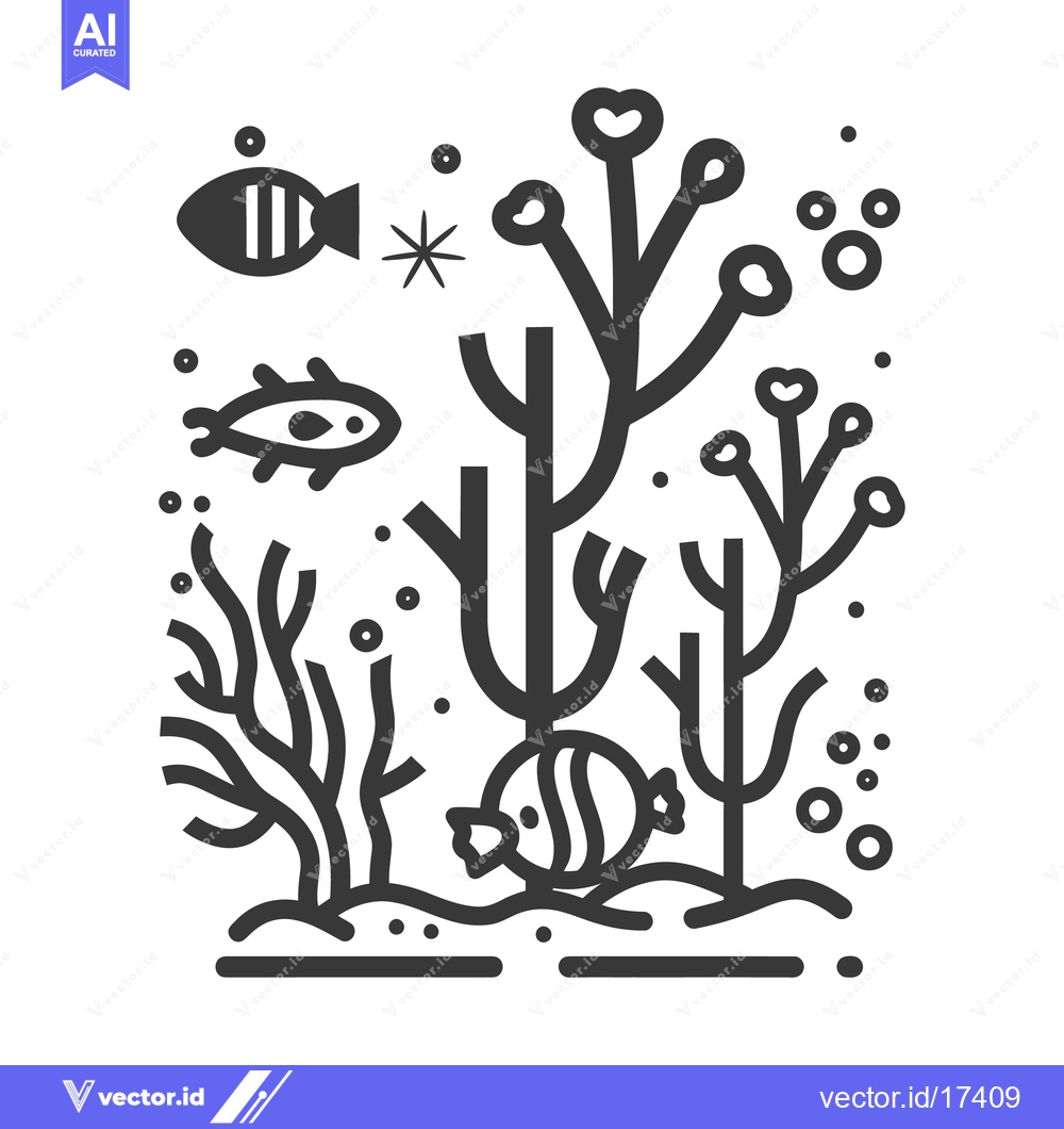 Premium Vector of Simplified depiction of underwater creatures and aquatic plants