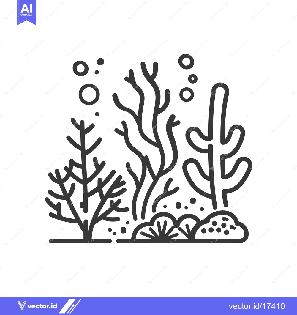Premium Vector of Illustration of diverse underwater aquatic plants and bubbles