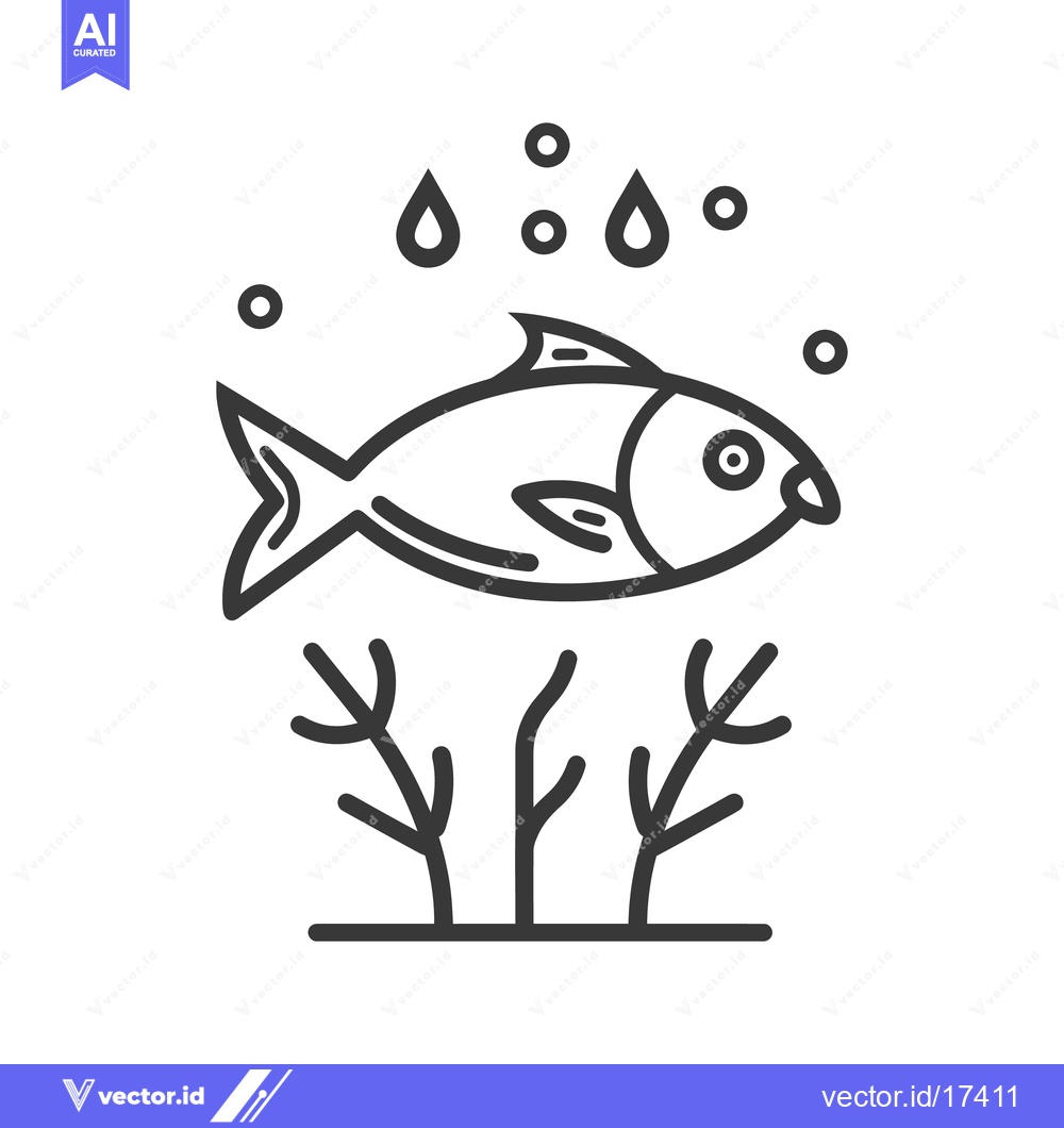 Premium Vector of A graphic illustration depicting a fish swimming with aquatic elements