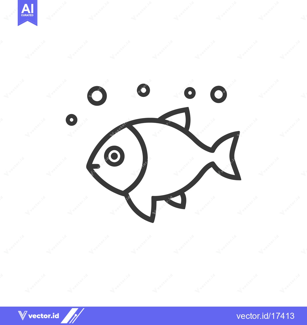 Premium Vector of A simple graphic of a fish swimming near bubbles