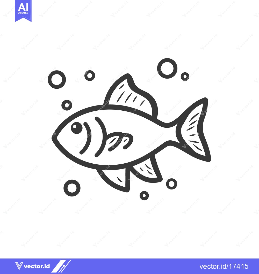 Premium Vector of A simple black and white illustration of a swimming fish