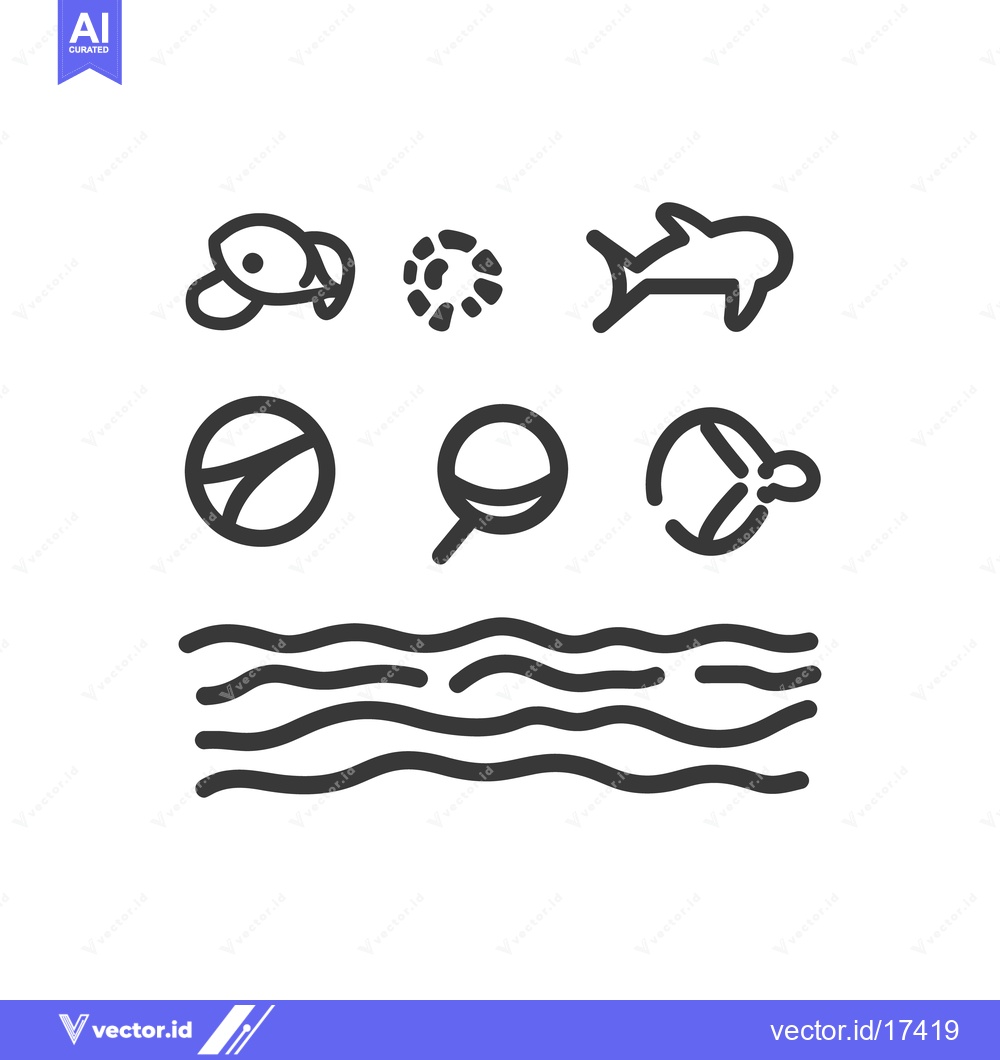 Premium Vector of Simplified outline drawings depict various marine animals and elements