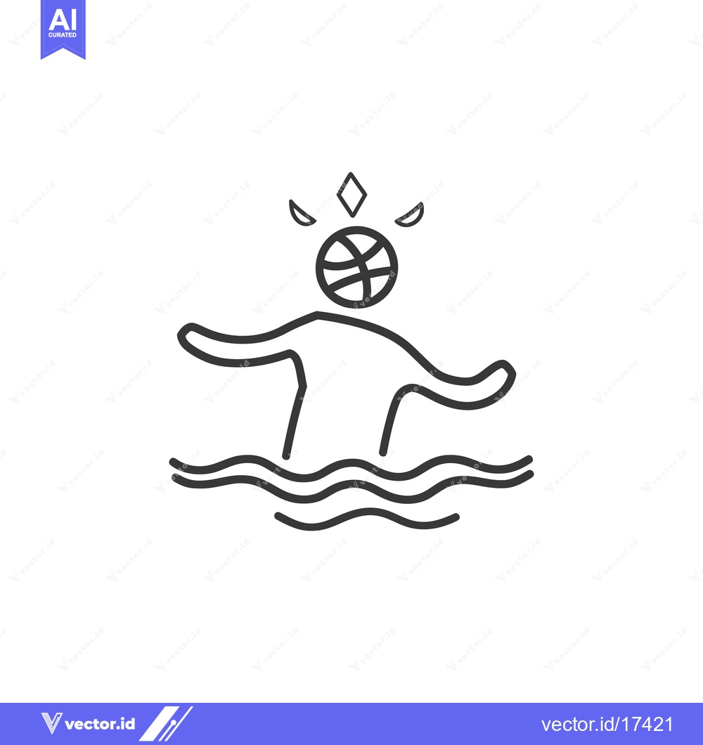 Premium Vector of Simple line drawing depicting a person playing with a ball in water