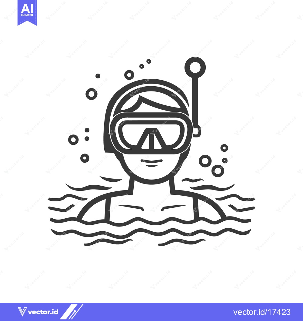 Premium Vector of A person wearing a snorkel mask and tube swimming in water