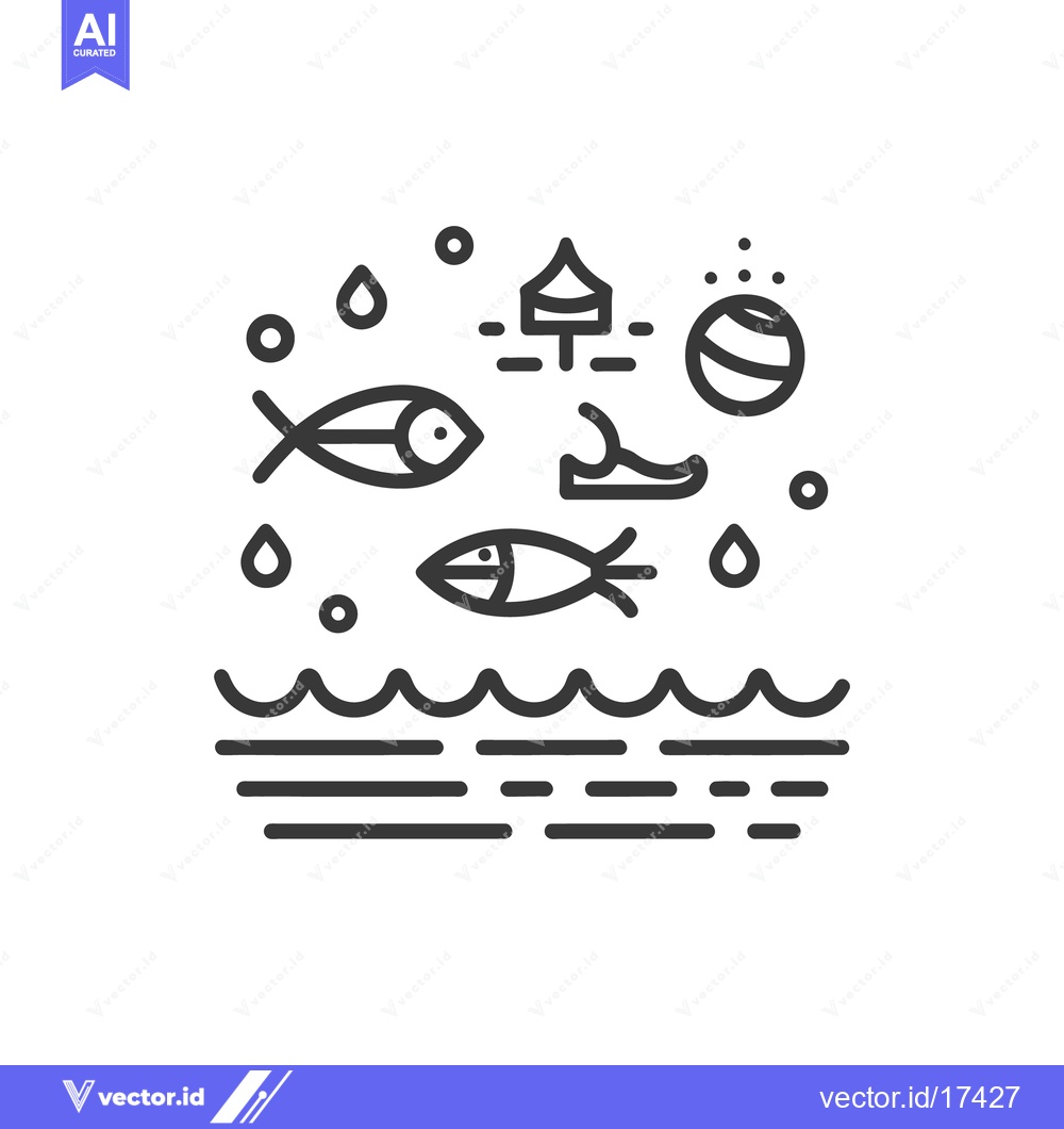 Premium Vector dari Simplified illustration showing various aquatic elements with abstract