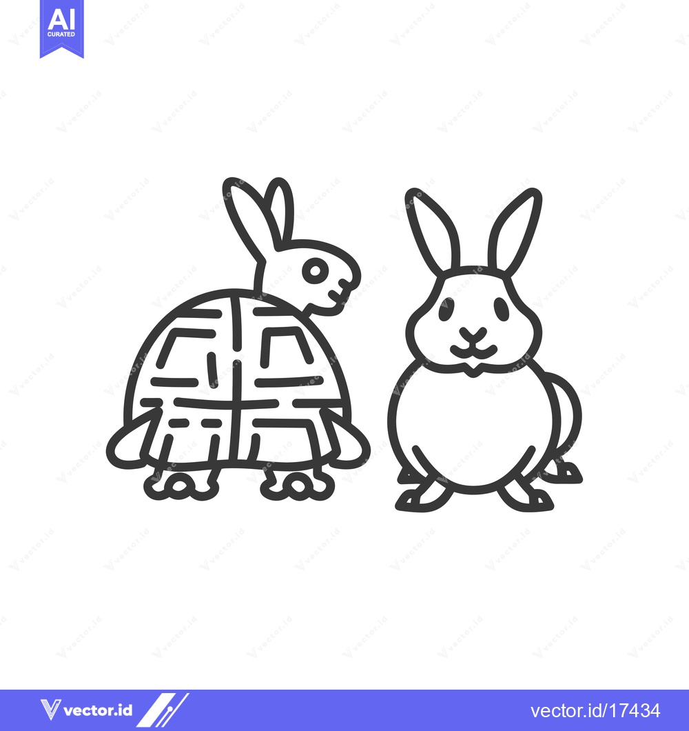Premium Vector dari A rabbit and a rabbit dressed as a turtle