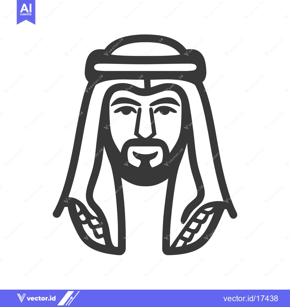 Premium Vector of A monochrome graphic illustration of a traditionally dressed man