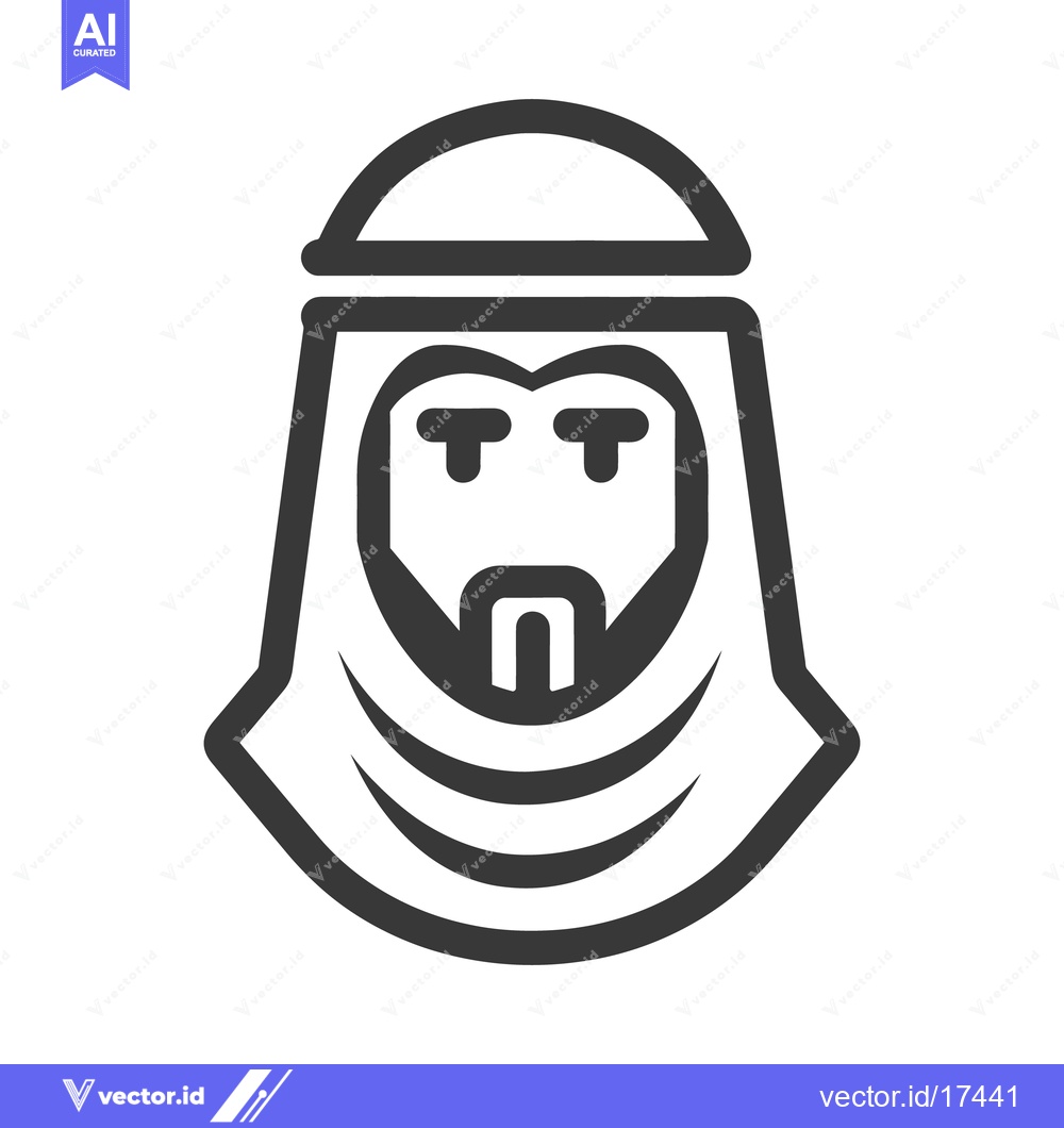 Premium Vector dari Simple Line Art Depicts A Person Wearing Traditional Headwear