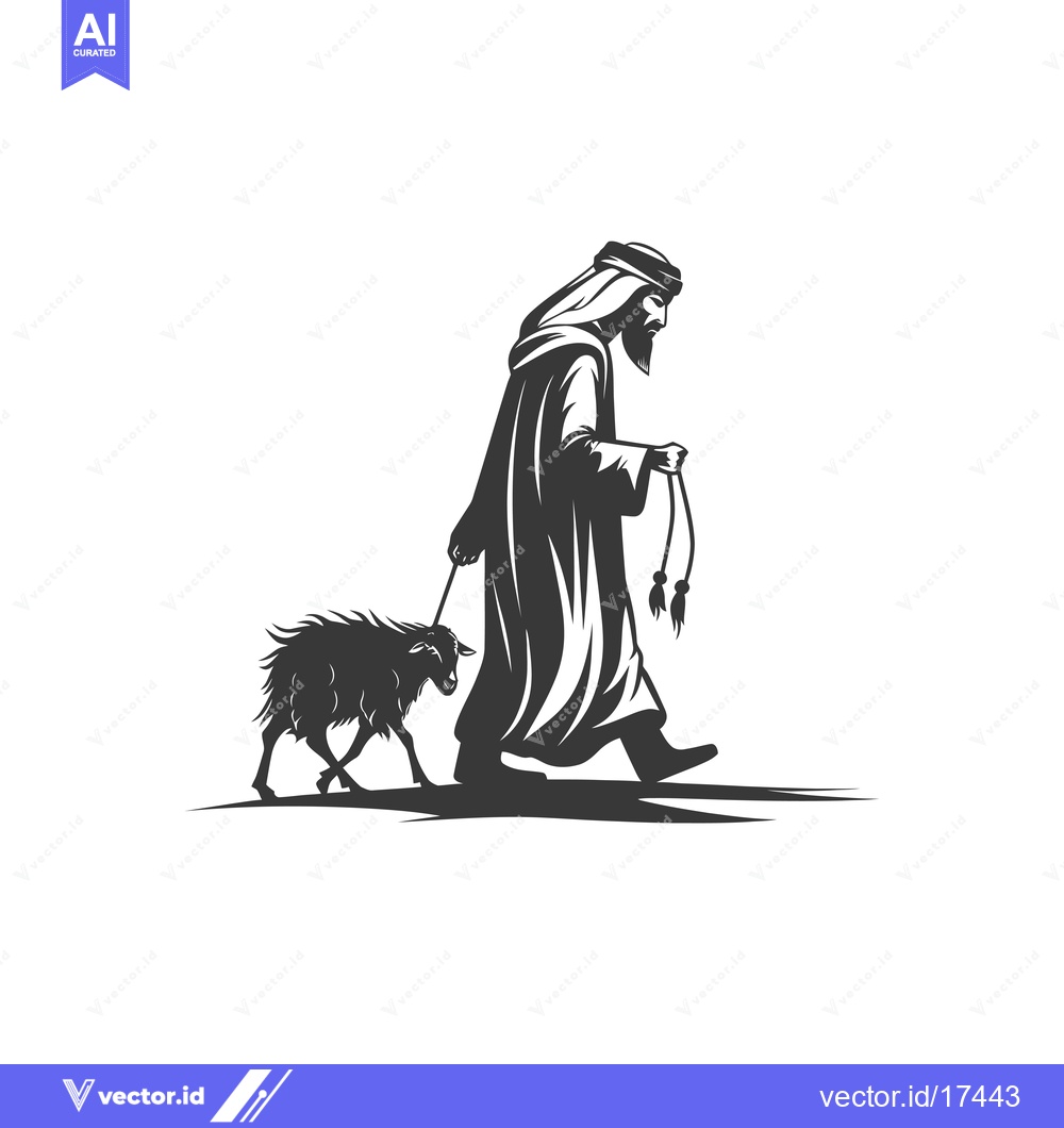 Premium Vector dari Arabian Man Leading a Sheep