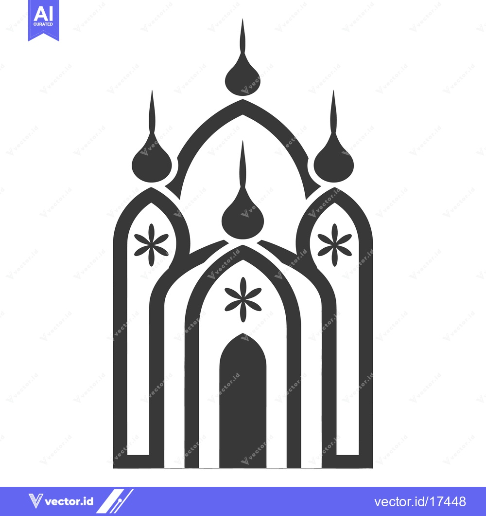Premium Vector dari Geometric depiction of an ornate building with symmetrical design elem
