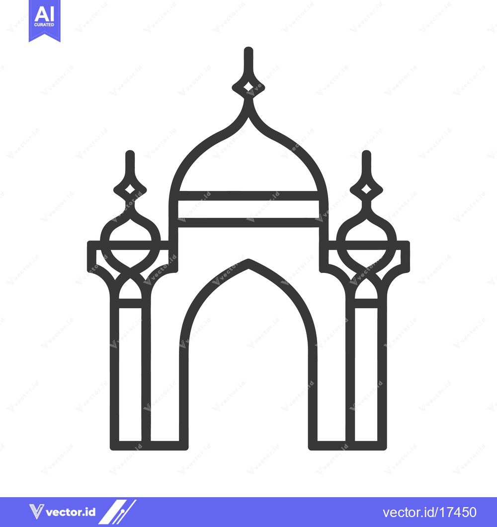 Premium Vector dari Simplified black and white illustration of a traditional mosque entran