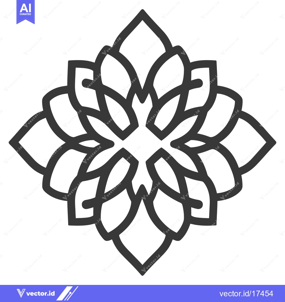 Premium Vector dari A stylized symmetrical floral design with multiple interlocking petals
