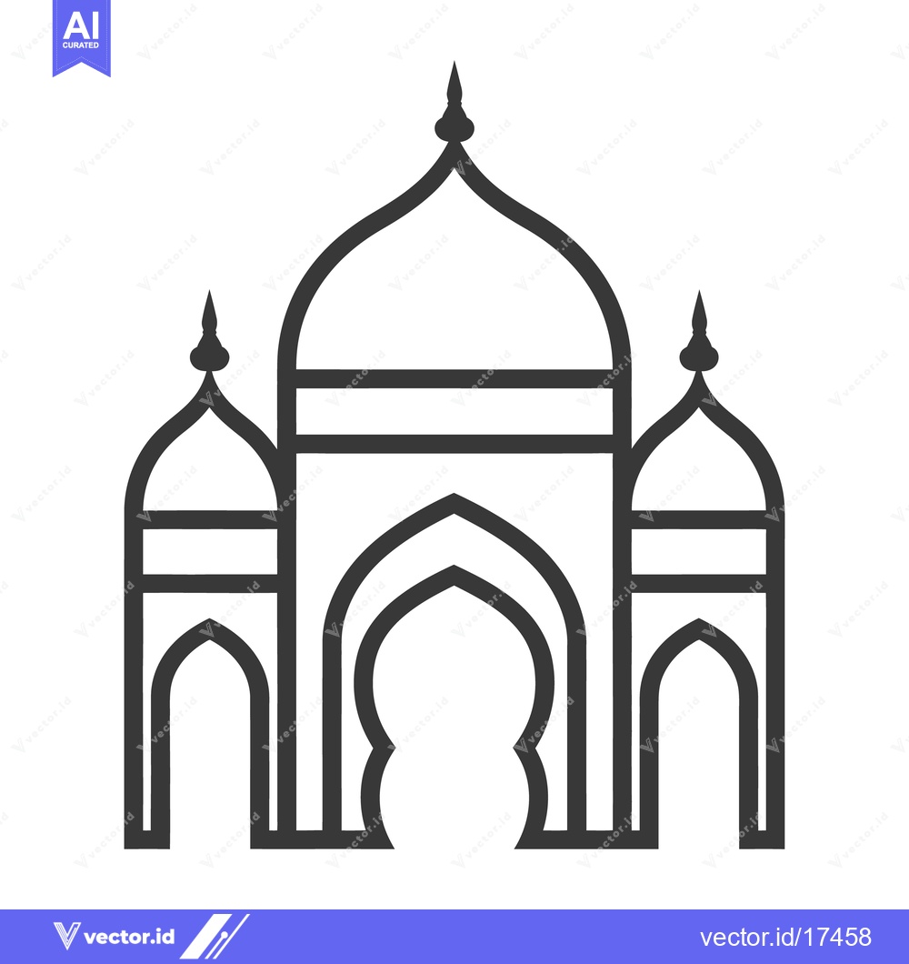 Premium Vector of Simple black line drawing of a building with domes and arches