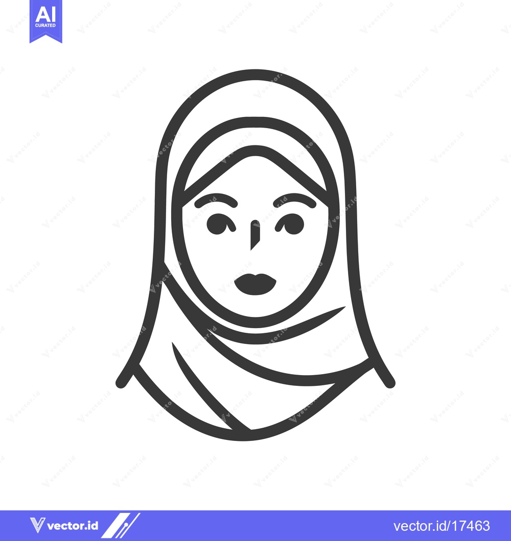Premium Vector dari A simple line drawing depicts a woman wearing a head covering