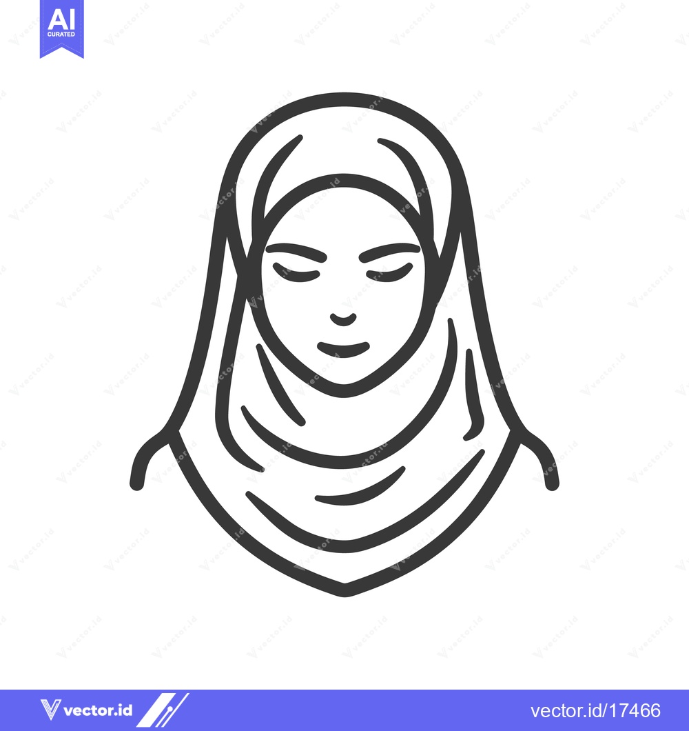Premium Vector of A simple black and white image of a woman in a hijab