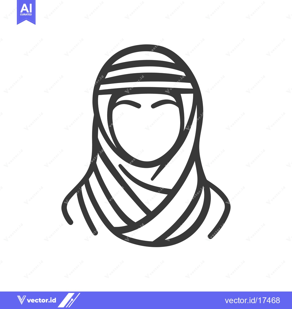 Premium Vector of Simple line art depiction of a person wearing a head covering