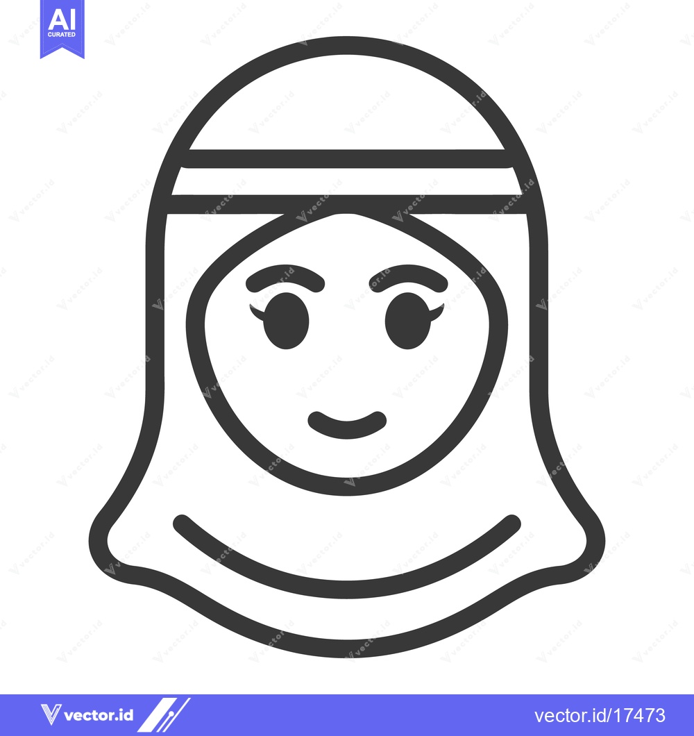 Premium Vector dari A simplistic line drawing of a smiling woman wearing a head covering