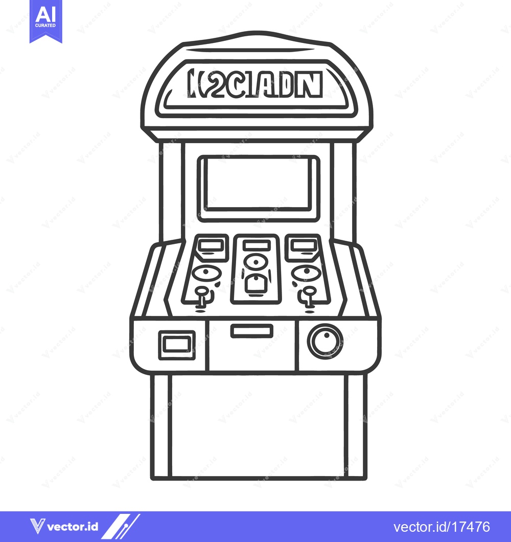 Premium Vector dari A black and white line drawing of an arcade game