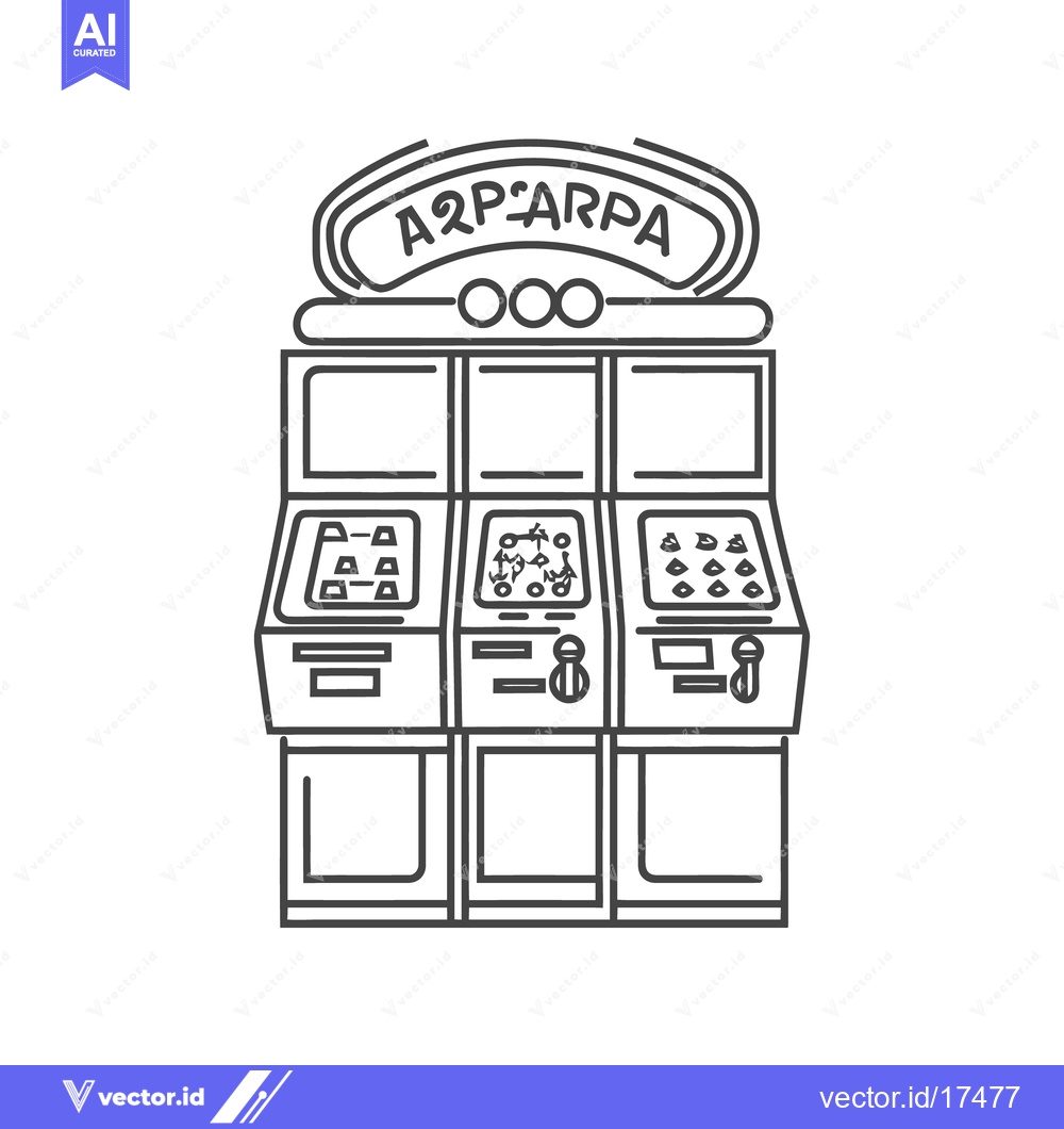 Premium Vector dari Simple line drawing representing several gambling machines in an arcad
