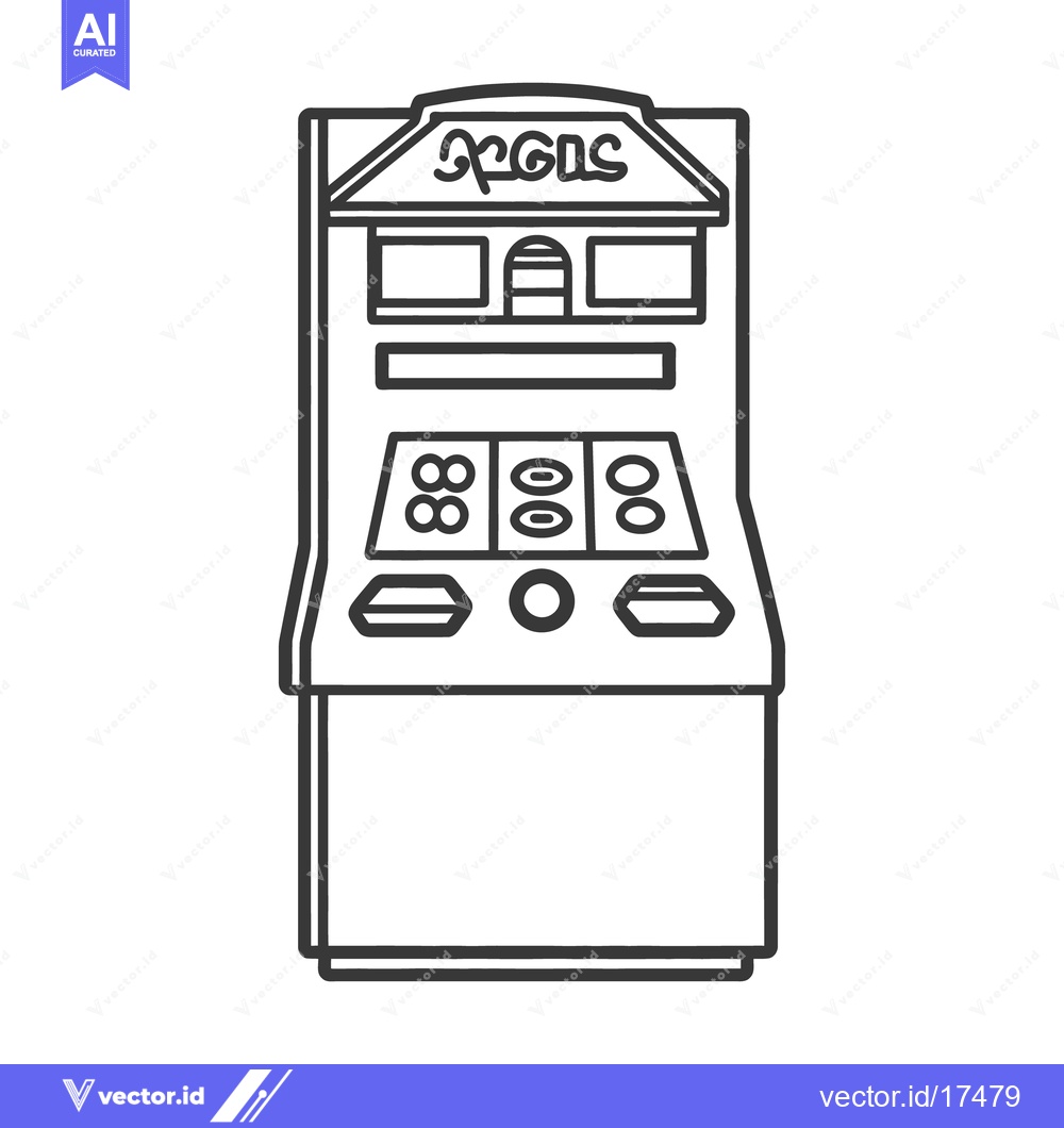 Premium Vector dari Illustrated outline of a classic coin operated fruit machine