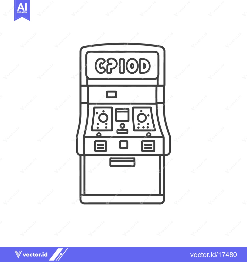 Premium Vector dari A detailed outline depiction of an arcade type game machine
