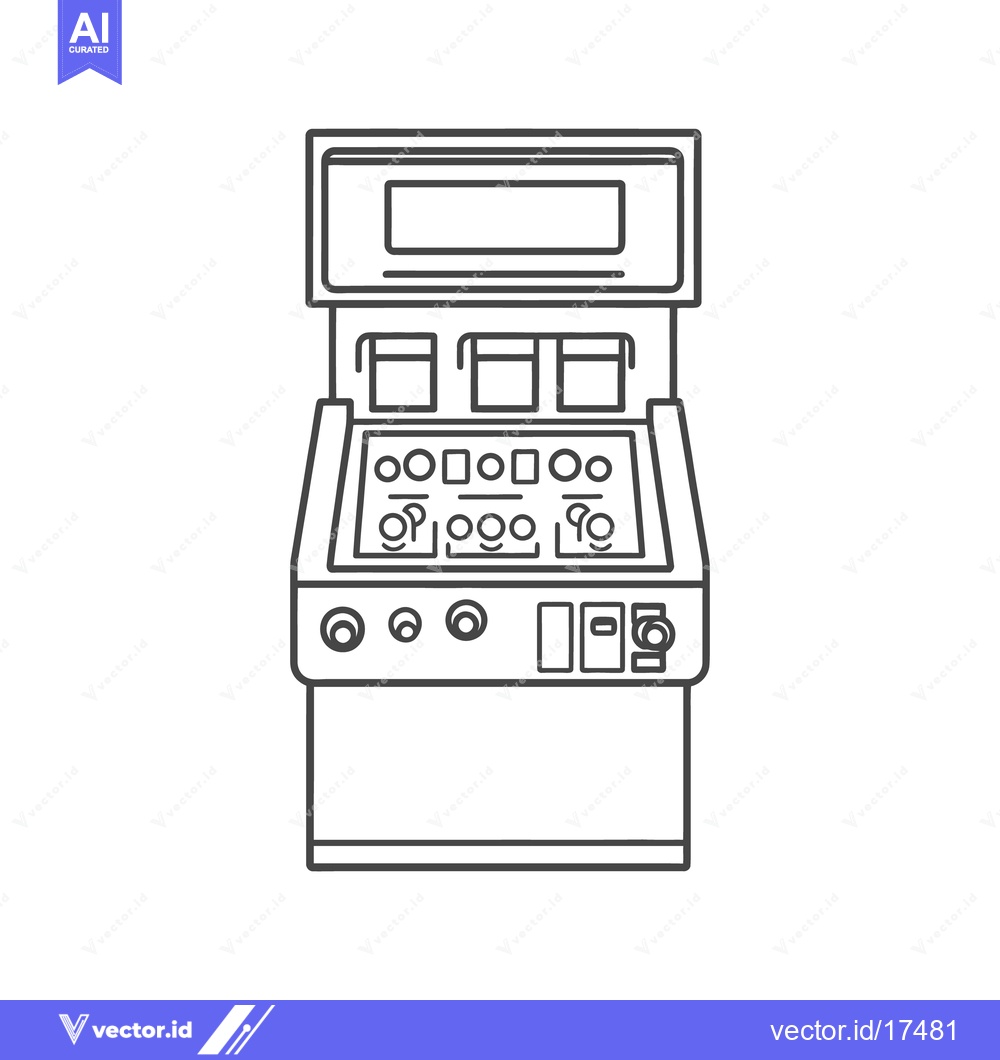 Premium Vector of Simple outlined illustration of a classic electronic gaming machine