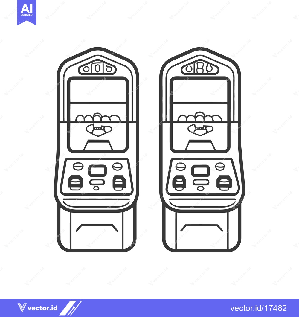 Premium Vector dari Two identical arcade game machines stand upright and side by side