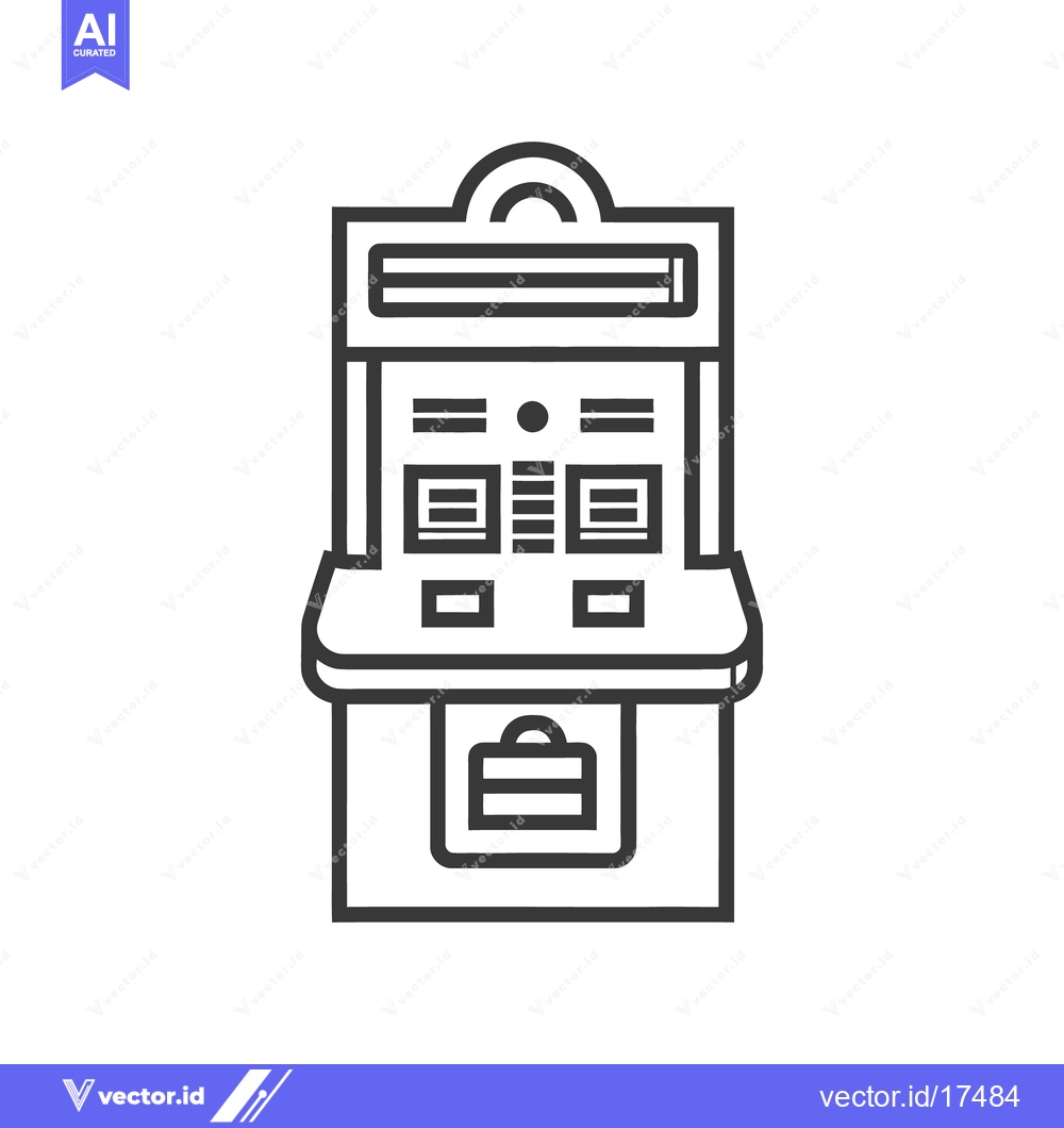 Premium Vector of An outline illustration depicting a generic arcade style game machine