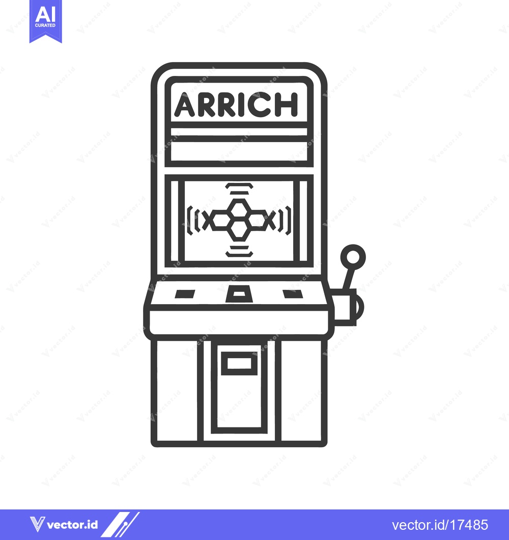 Premium Vector dari A black and white line art arcade machine illustration